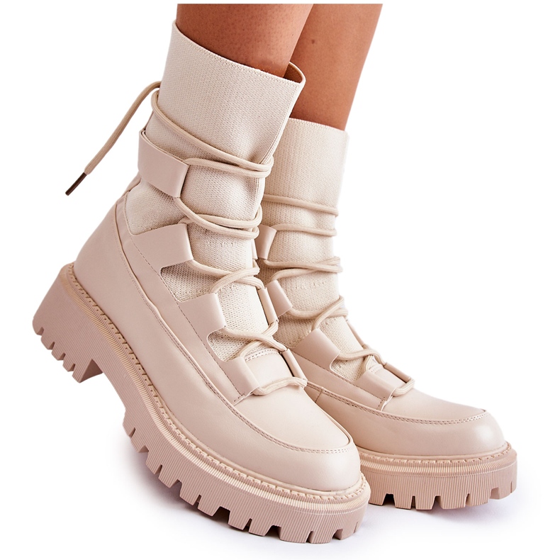 Cizme de damă muncitori cu ciorap bej Fallor