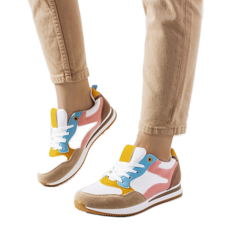 Tenisi de damă Kindler albi și maro roz Tenisi de damă Kindler albi și maro roz