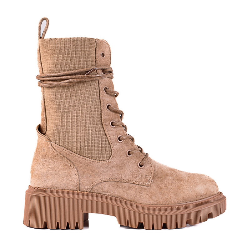 SHELOVET Muncitori din piele intoarsa bej maro