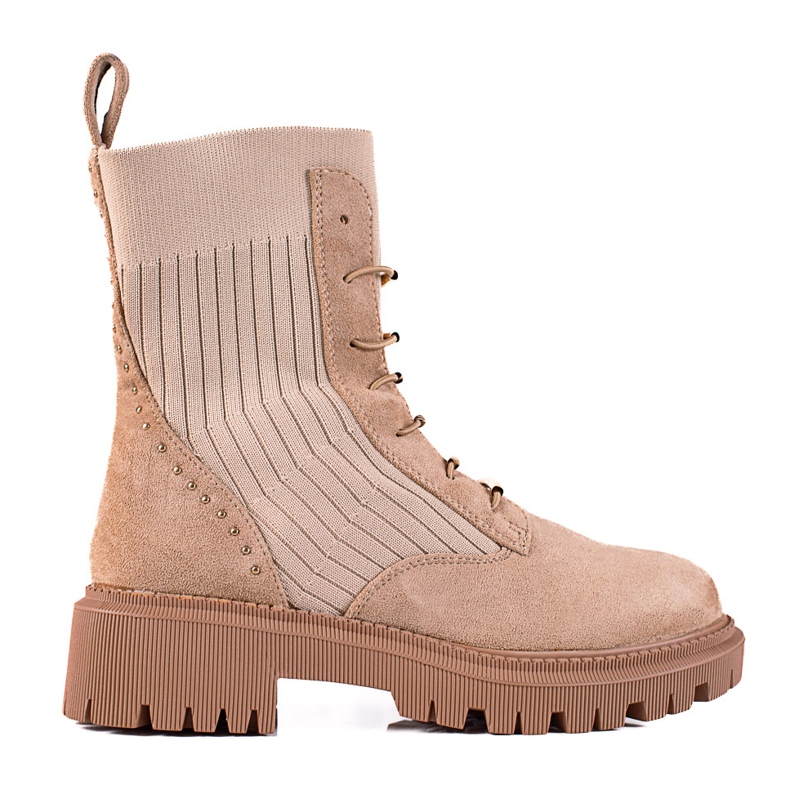 SHELOVET Genți înnodate din piele intoarsa bej