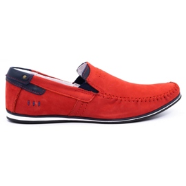 KOMODO Mocasini din piele pentru bărbați 876 roșu KOMODO Mocasini din piele pentru bărbați 876 roșu