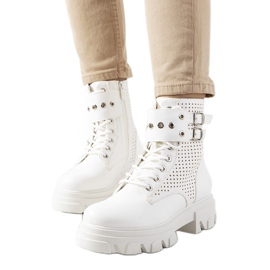 Botine albe pe talpă Rubeo trapezoidală
