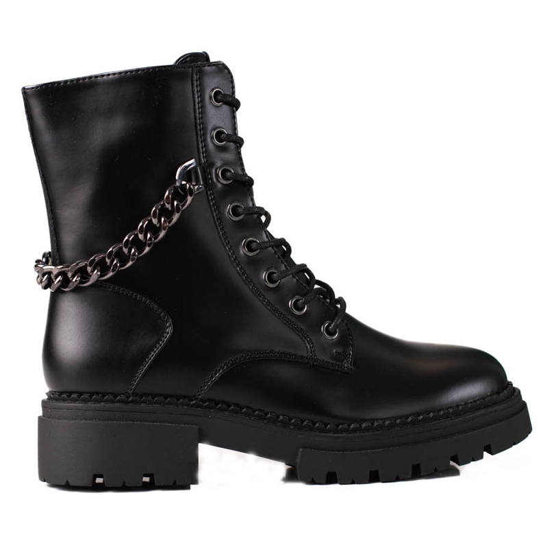 Genți negre de damă cu un lanț Shelovet pe o platformă groasă negru