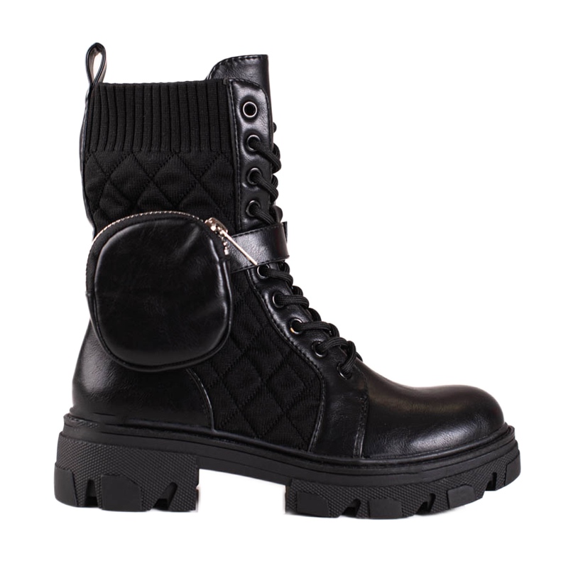 SHELOVET Genți de damă Black Shelvet cu buzunar velcro negru