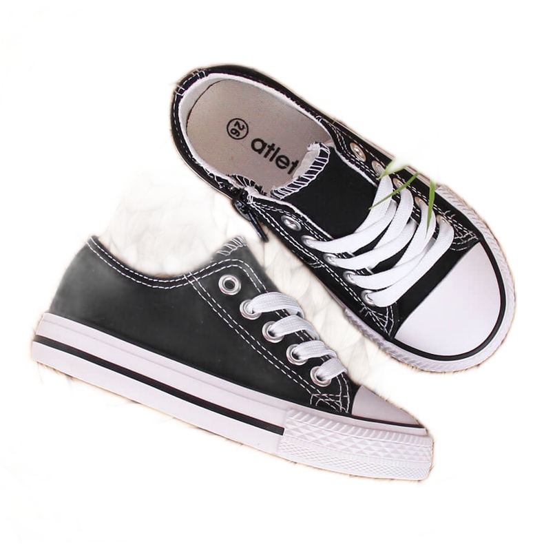 Adidasi copii negri Atletico cu sireturi adidasi josi negru