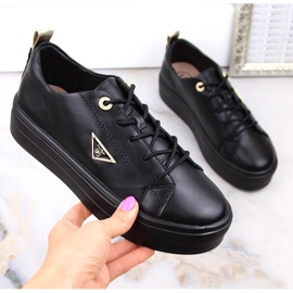 Pantofi de dama din piele pe platforma neagra Filippo negru
