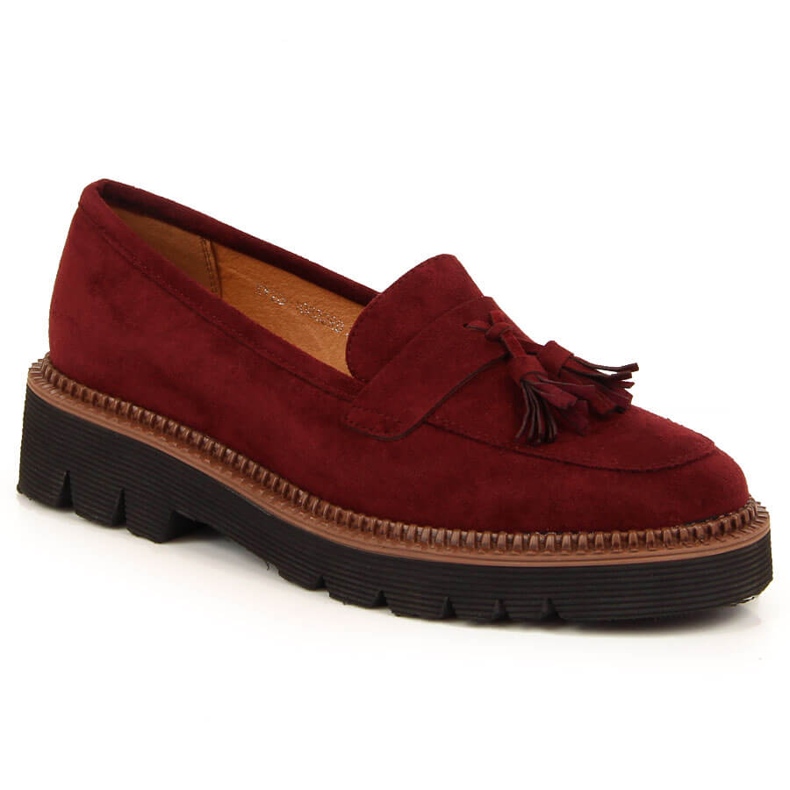 Mocasini de dama din piele intoarsa cu franjuri Vinceza bordeaux roșu Mocasini de dama din piele intoarsa cu franjuri Vinceza bordeaux roșu