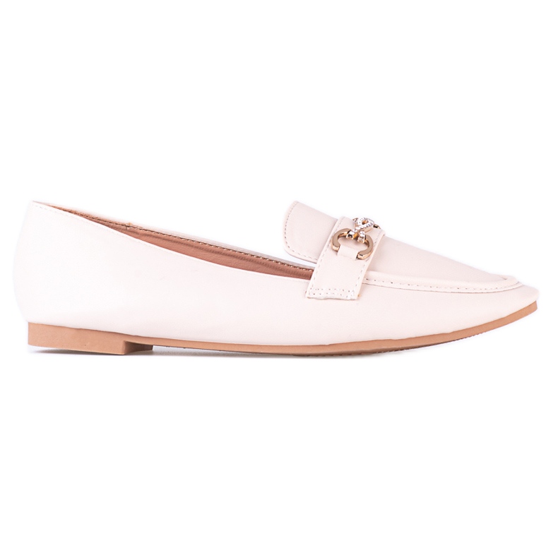 Mocasini clasici de damă Shelovet bej cu ornament
