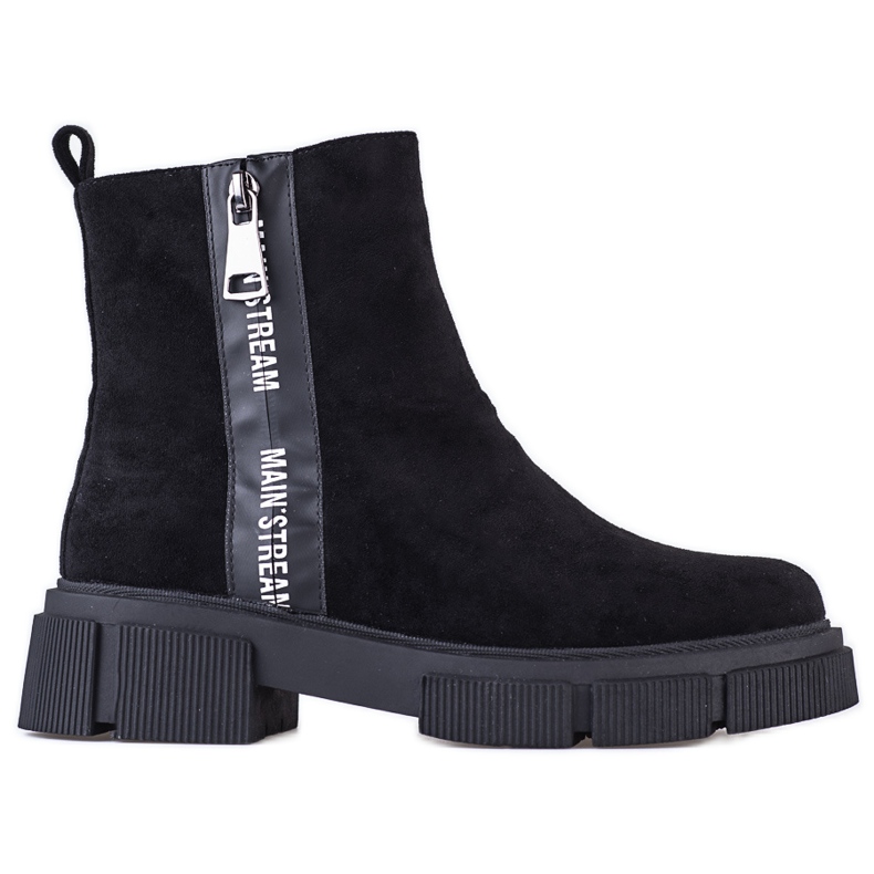 Cizme negre de dama Shelovet din piele intoarsa ecologica negru