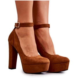 Pompe din piele intoarsa pe platforma Camel Rivia maro
