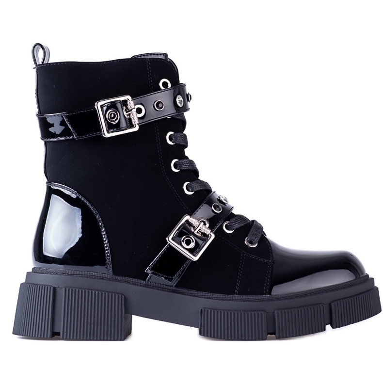 Genți de damă Black Shelovet cu catarame decorative negru