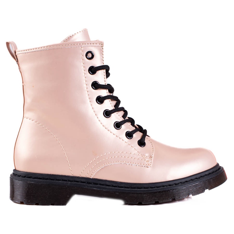 Cizme Shelovet de damă bej cu dantelă, cu luciu metalic