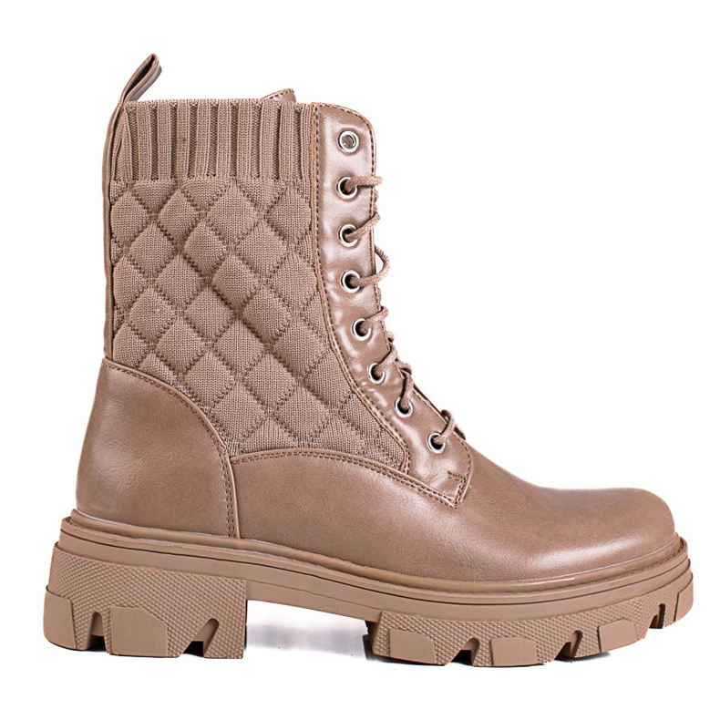 Genți matlasate cu șireturi Shelovet bej maro