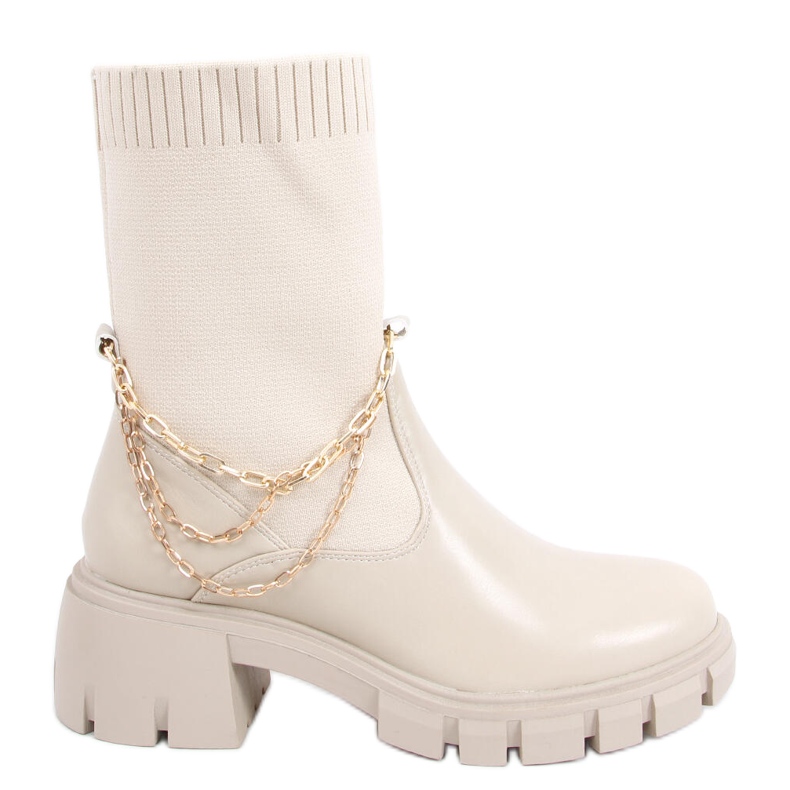 Cizme cu partea superioară a șosetei Grace Beige bej Cizme cu partea superioară a șosetei Grace Beige bej