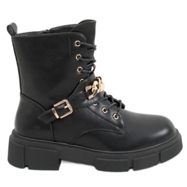 Cizme militare cu lanț Atlantis PU / NEGRU Cizme militare cu lanț Atlantis PU / NEGRU
