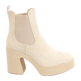Cizme pe toc cauciuc Amelda Beige bej Cizme pe toc cauciuc Amelda Beige bej