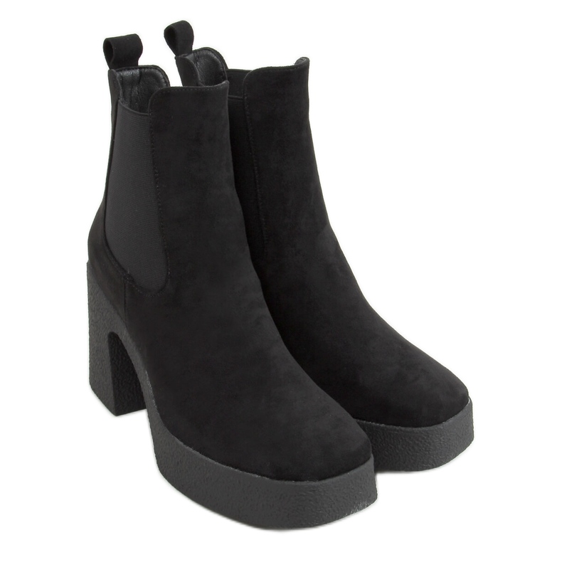 Cizme pe toc cauciuc Amelda Black negru