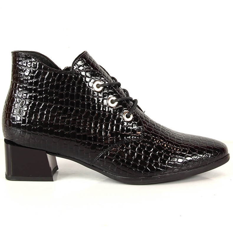 Cizme Vinceza de dama neagra din piele lacuita din piele de sarpe negru