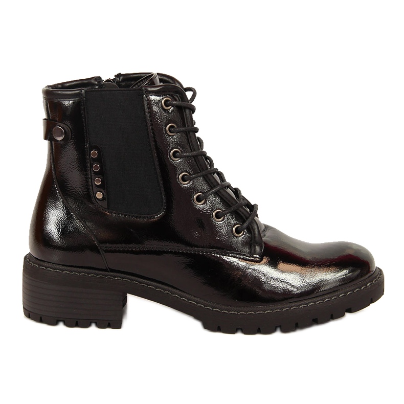 Cizme izolante negre de dama, lacuite Vinceza negru