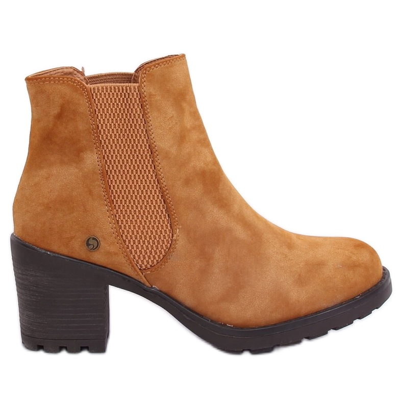 Cizme chelsea cu toc inalt Balea Camel maro