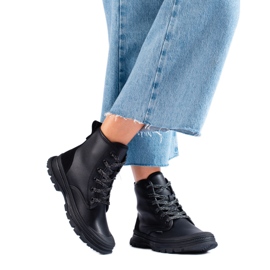 T.Sokolski Ghete de dama cu siret Sokolski din piele ecologica negru