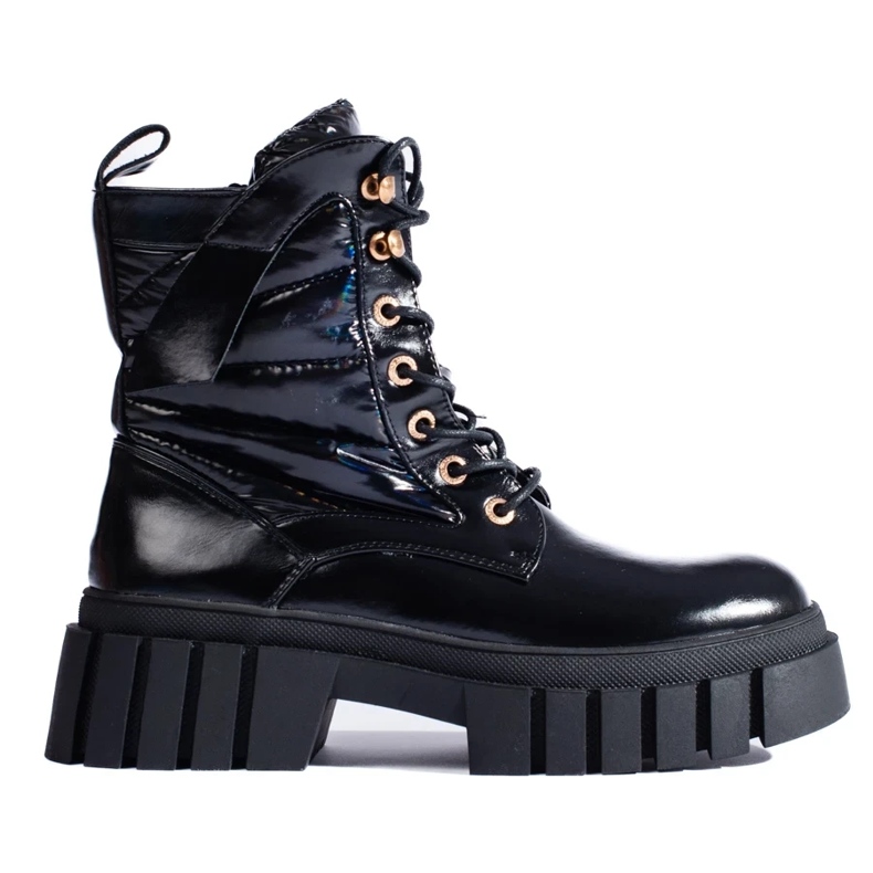 Pantofi muncitori de damă de culoare neagră cu talpă groasă negru