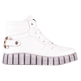 W. Potocki Cizme sport dama Potocki albe pe platforma