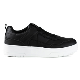 Tenisi sport clasici de dama Shelovet din piele ecologica, neagra negru Tenisi sport clasici de dama Shelovet din piele ecologica, neagra negru