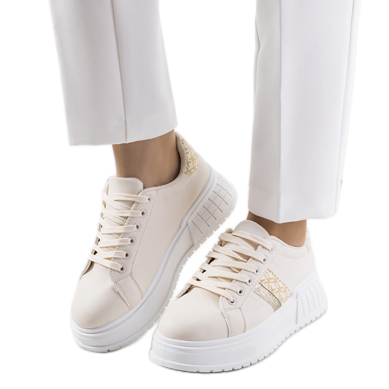 PA1 Tenisi bej pe platforma Kamil de aur