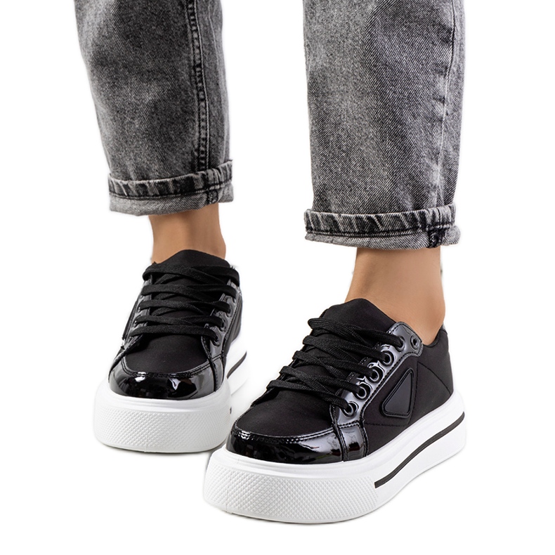 Adidași negri cu talpă Scrabster groasă negru Adidași negri cu talpă Scrabster groasă negru