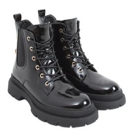 Botine lacuite cu lant Jake Black negru