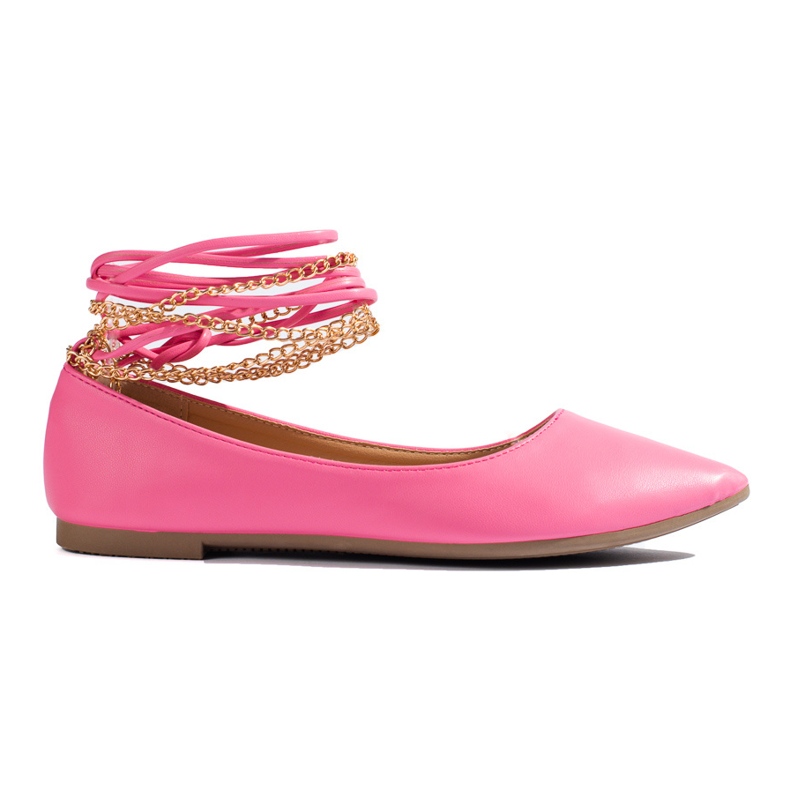 Balerini de dama roz Shelovet cu lanturi Balerini de dama roz Shelovet cu lanturi