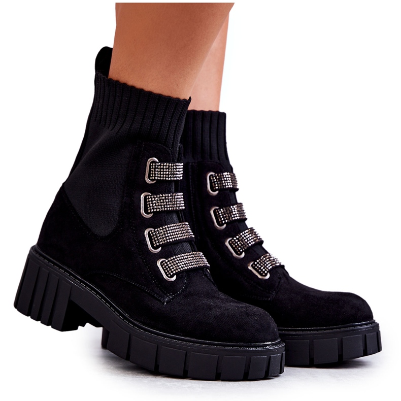 Cizme Hope cu șosete negre din piele intoarsa negru Cizme Hope cu șosete negre din piele intoarsa negru