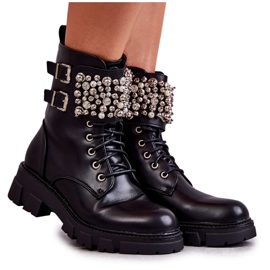 PG1 Ghete Dama Cu Ornamente Legate Negre Leoneze negru PG1 Ghete Dama Cu Ornamente Legate Negre Leoneze negru