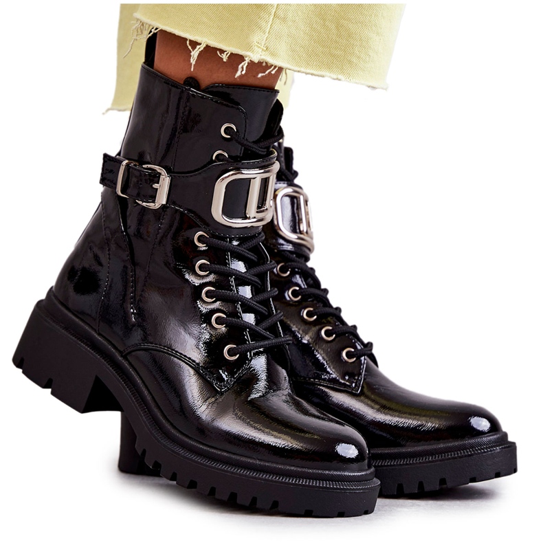 PG1 Cizme de dama lacuite calduroase Costello negre negru