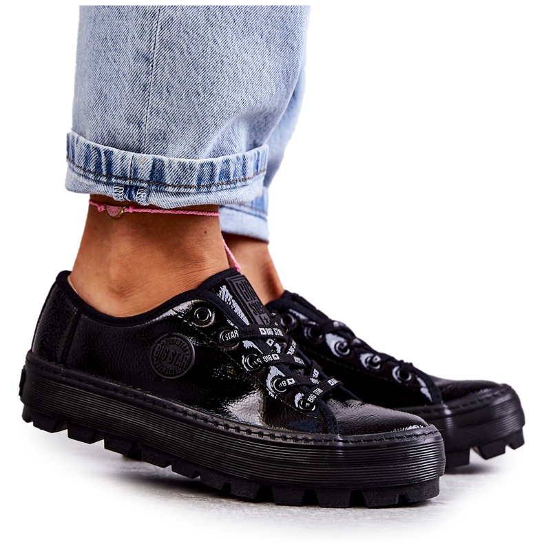 Pantofi la modă lăcuiți Big Star KK274044 Negri negru