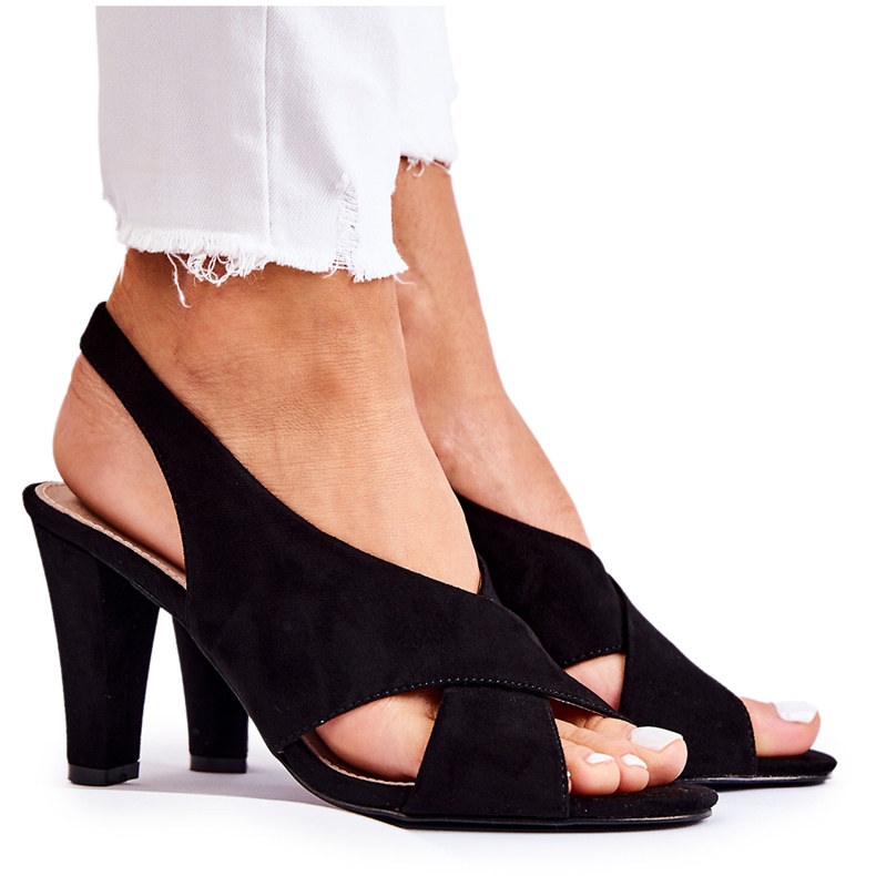 S.Barski Sandale negre Therala din piele intoarsa la moda negru