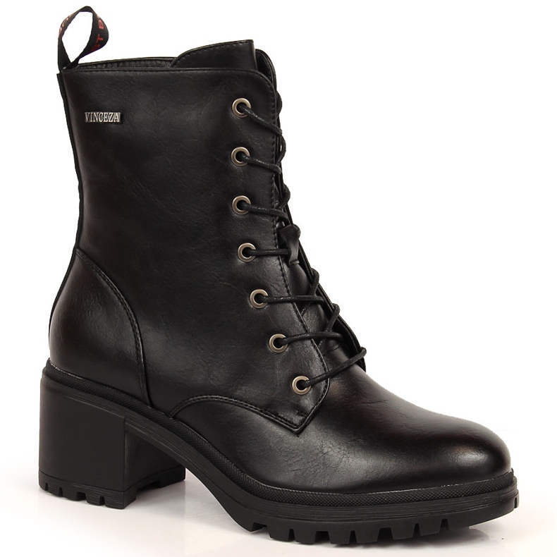 Cizme negre Vinceza cu siret pe post negru Cizme negre Vinceza cu siret pe post negru