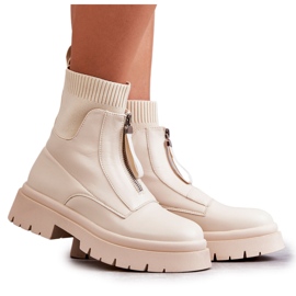 PS1 Cizme Sosete Dama Cu Fermoar Adapost Bej maro PS1 Cizme Sosete Dama Cu Fermoar Adapost Bej maro