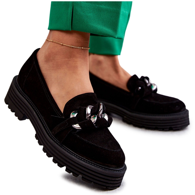 Pantofi de damă din piele intoarsa Laura Messi 2523 Negru