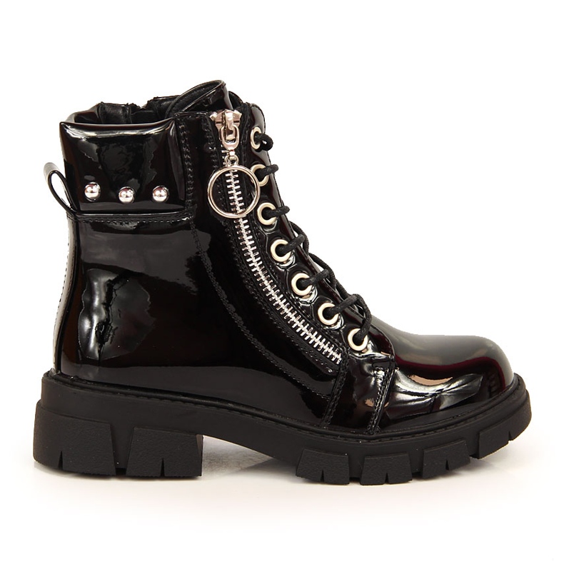 Cizme termoizolante Vinceza negru lacuite pentru fete