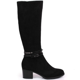 Cizme calde de dama neagra de piele intoarsa Jezzi negru