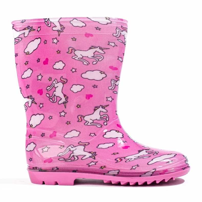Cizme Wellington înalte pentru fete cu model roz