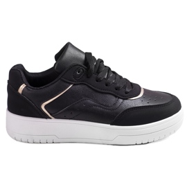 Pantofi sport de damă Black Shelovet pe o platformă albă negru Pantofi sport de damă Black Shelovet pe o platformă albă negru