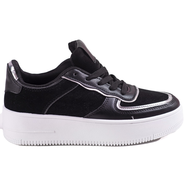 Tenisi negri de damă cu șireturi pe o platformă înaltă Shelovet negru