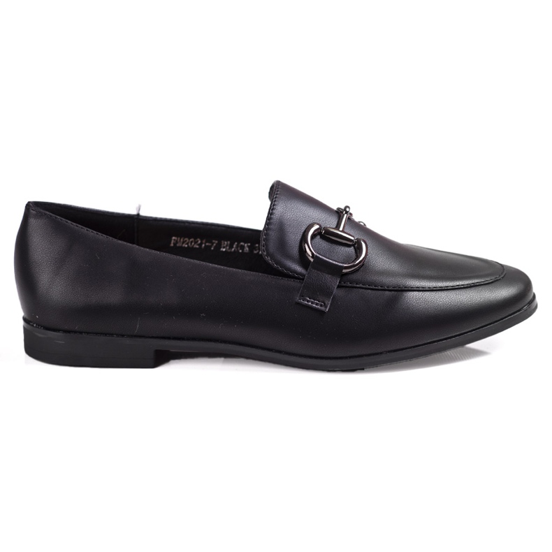 Mocasini eleganti Shelovet de dama cu tocuri joase negre negru