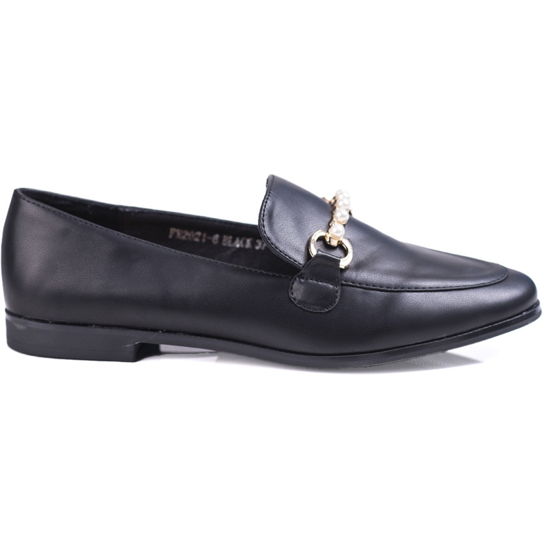 Mocasini de dama Black Shelovet cu perle negru