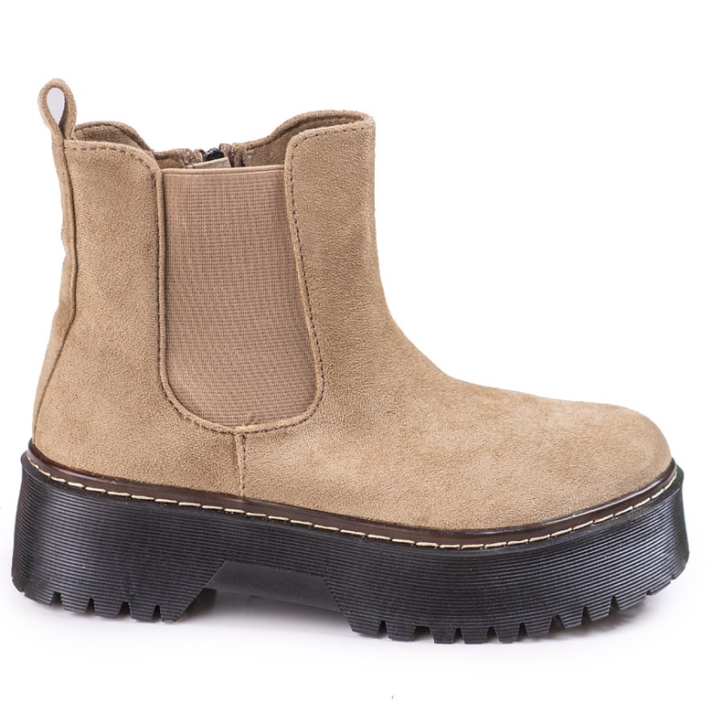 Ghete Chelsea de dama maro pe platforma Shelovet din piele intoarsa ecologica