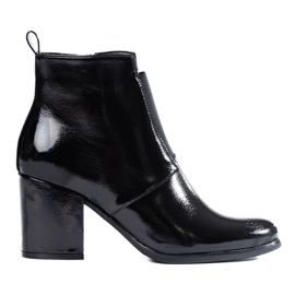 Cizme de damă lăcuite negre, cu elastic Shelovet pe stâlp negru Cizme de damă lăcuite negre, cu elastic Shelovet pe stâlp negru