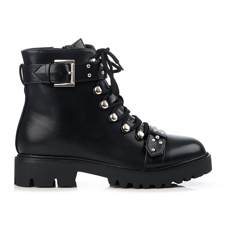 Cizme de dama joase Shelovet cu legare la corset negru